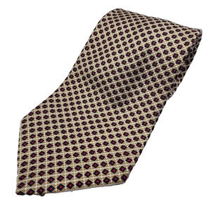Gianelli Gold-Red Geometric Silk Necktie - USA - Like New